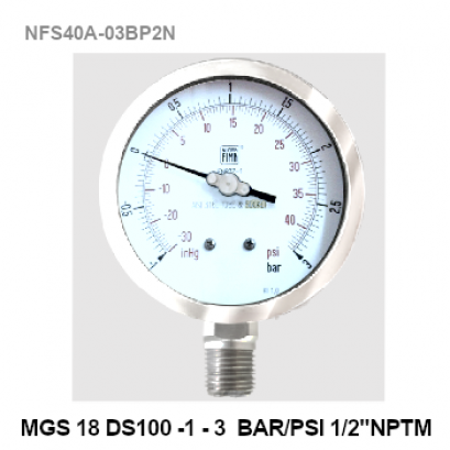 -1 to 3 Bar Ø 4&quot; Stainless steel Lower 1/2&quot;