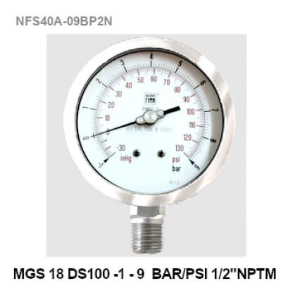 -1 to 9 Bar Ø 4&quot; Stainless steel Lower 1/2&quot;