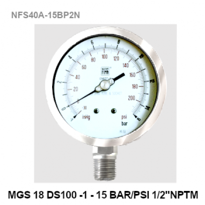 -1 to 15 Bar Ø 4&quot; Stainless steel Lower 1/2&quot;