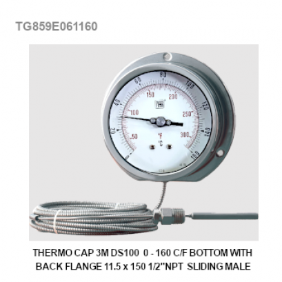 THERMO CAP 3M DS100 0-160 C/F BOTTOM WITH BACK FLANGED 11.5x150 1/2" NPT SLIDING MALE