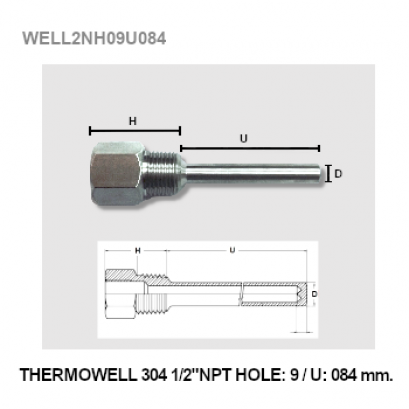 THERMOWELL 304 1/2"NPT HOLE:9/U:84 mm
