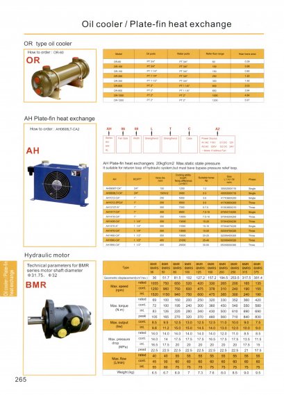 OR type oil cooler, AH Plate-fin heat exchange, Hydraulic motor BMR OR type oil cooler, AH Plate-fin heat exchange, Hydraulic motor BMR