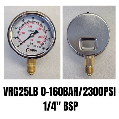 0-160Bar(0-2300PSI) Ø 2.5" Brass Lower 1/4"BSP