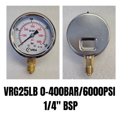 0-400Bar(0-6000PSI) Ø 2.5" Brass Lower 1/4"BSP