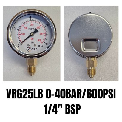 0-40Bar(0-600PSI) &Oslash; 2.5" Brass Lower 1/4"BSP