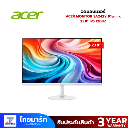 ACER MONITOR (จอมอนิเตอร์) SA243Y P1wmix 23.8" IPS 120HZ - 3 YEARS