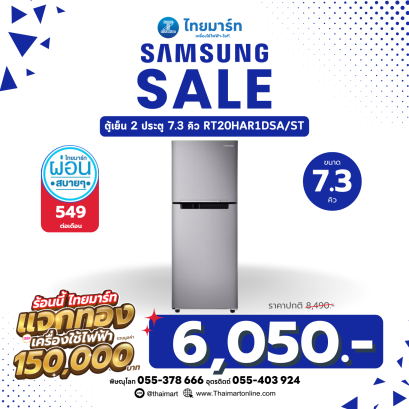 SAMSUNG ตู้เย็น 2 ประตู รุ่น RT20HAR1DSA/ST 7.3 คิว สีสเตนเลส อินเวอร์เตอร์