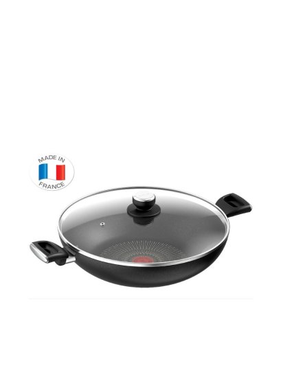 TEFAL กระทะก้นลึก Unlimited พร้อมฝาแก้ว รุ่น G2557593 สีดำ
