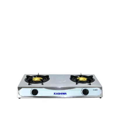 เตาแก๊ส หน้าสแตนเลสหัวคู่(หัวชุบทองเหลือง) | รุ่น K-2000