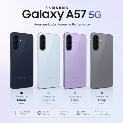 สมาร์ทโฟน Samsung galaxy A57 5G (12+256GB) คละสี ดำ เทา ม่วง