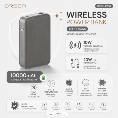Eloop EW35 Powerbank 10000mAh Fast Charge QC 3.0 PD 20W สีดำ / Black