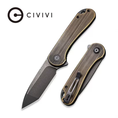 CIVIVI Elementum Flipper Knife Brass Handle (2.96&quot; D2 Blade) C907T-A