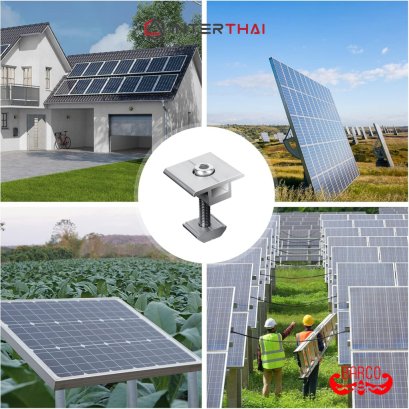 BARCO Mid clamp ตัวยึดกลางระหว่าง แผงโซล่าเซลล์ สีชุบขาว