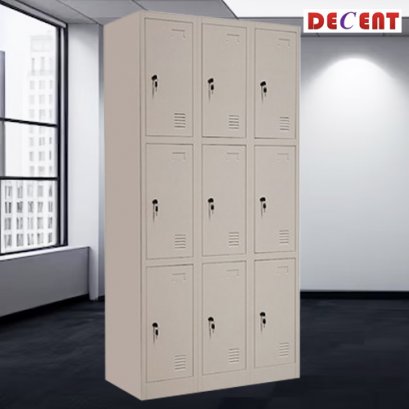 ตู้ล็อคเกอร์ 9 ช่อง มีกุญแจล็อค DECENT รุ่น 3L-B3