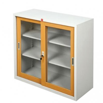 ตู้เหล็กบานเลื่อนกระจก 3 ฟุต LUCKYWORLD รุ่น KSG-90