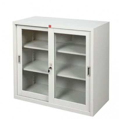 ตู้เหล็กบานเลื่อนกระจก 3 ฟุต LUCKYWORLD รุ่น KSG-9