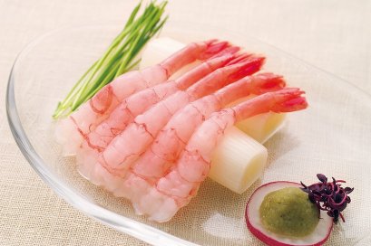 Frozen Raw peeled deveined tail on red shrimp. (Ama ebi)