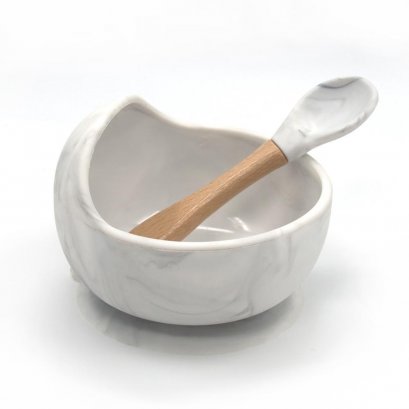 Marble Silicone Bowl & Spoon