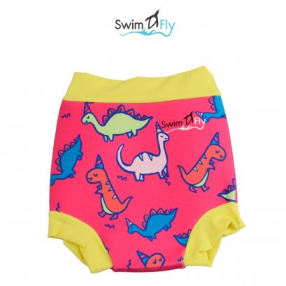 กางเกงว่ายน้ำกันของเหลวรั่วซึม ลายไดโนเสาร์ (ชมพู)