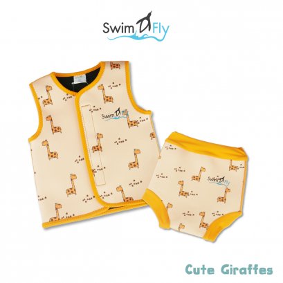 ชุดว่ายน้ำกันหนาว, ชุดว่ายน้ำรักษาอุณหภูมิ Exploring, Cute Giraffes (เสื้อแบบไม่มีแขน)
