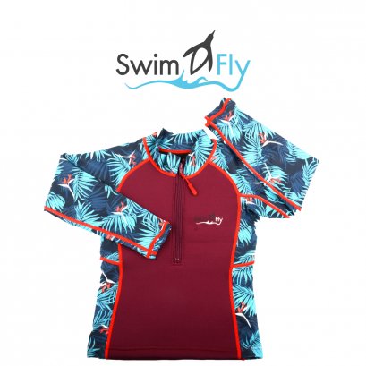 ชุดว่ายน้ำกันหนาว, ชุดว่ายน้ำรักษาอุณหภูมิ Wetsuits, Tropical Print,  SwimFly