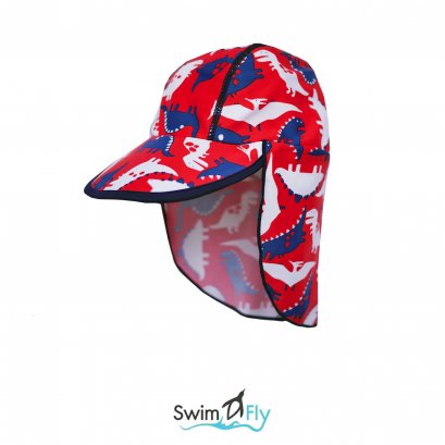 หมวกว่ายน้ำแบบบังแดดบริเวณหน้าและคอ ลายไดโนเสาร์