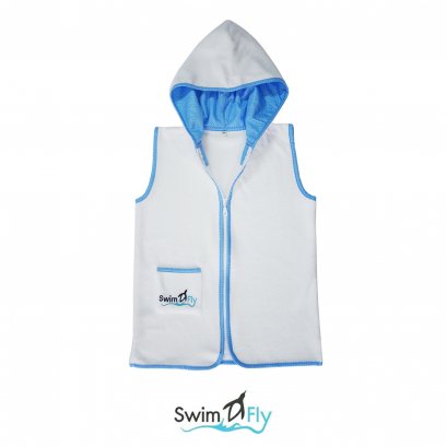 ชุดคลุมหลังว่ายน้ำ, SwimFly Hooded Swimming Robe (Sleeveless, Blue)     