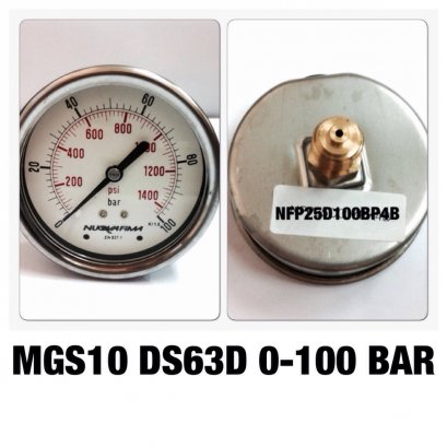 0-100BAR Nuovafima หน้าปัด 2.5 นิ้ว เกลียวออกหลังทองเหลือง 1/4&quot;