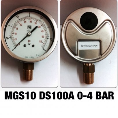 0-4BAR Nuovafima หน้าปัด 4นิ้ว เกลียวออกล่างทองเหลือง 1/2&quot;