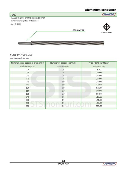 สายไฟAAC ยี่ห้อ Fuhrer(ฟูห์เรอร์ )