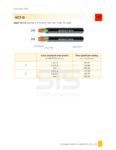 สายไฟ VCT-G | ไทยยูเนี่ยน (Thai Union)
