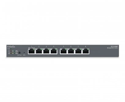 EnGenius ECS1008P Cloud Managed Switch 8-Port PoE, Total Budget 55W, Centralized Network Management, Desktop Model