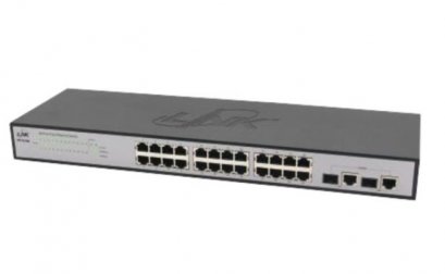 Link PF-0126 Switch 26-Port Fast Ethernet, 24 FE + 2 GE/SFP Combo, Auto MDI/MDIX