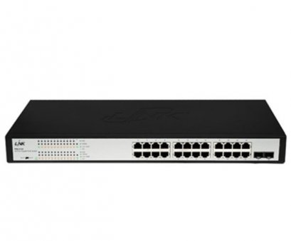 Link PSG-3124 Switch PoE 24-Port Gigabit Ethernet (250W), 24 GE (PoE) + 2 SFP