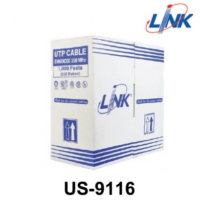 LINK US-9116 CAT6 Indoor UTP Ultra Cable, Bandwidth 600MHz w/Cross Filler, 23 AWG, CMR White Color 305 M./Pull Box