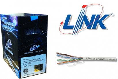 LINK US-9015-1 CAT5E Indoor UTP Enhanced Cable, Bandwidth 350MHz, CMR White Color 100 M./Box