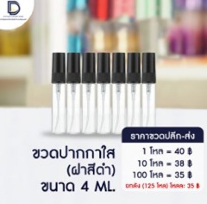 ขวดปากกาใสฝาสีดำ ขนาด 4 ML