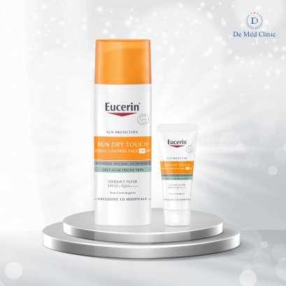 Set กันแดด Eucerin sun dry touch sebum control dp60+ ( BUY 1 GET 1 FREE Eucerin sun dry touch Body )ทั้งผิวหน้าและผิวตัว Demed