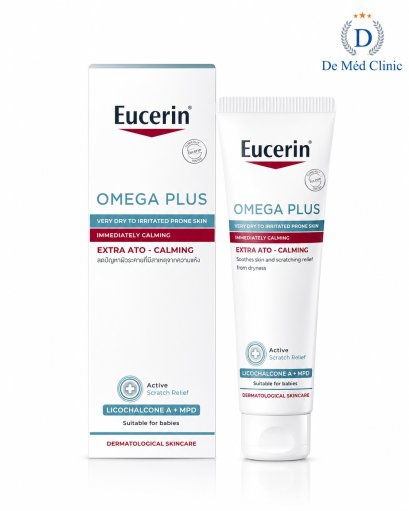 Eucerin omega plus 40ml. สำหรับผิวแห้ง ระคายเคืองผลิตภัณฑ์บำรุงผิวหน้าและผิวกายไม่มีสารสเตียรอยด์  De Med Clinic