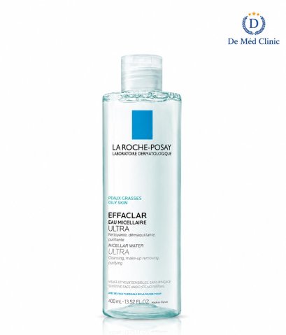 La Roche Posay Effaclar Micellar Water Oily Skin 400ml  คลีนซิ่ง วอเตอร์สำหรับเช็ดทำความสะอาดเครื่องสำอางและมลภาวะ อ่อนโยน สุดพิเศษ De Med clinic