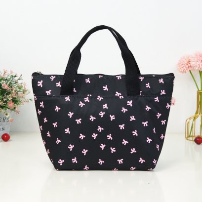 กระเป๋าเก็บอุณหภูมิ โบว์ชมพูพื้นดำ