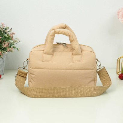 บอสตันจิ๋ว ผ้าไนล่อนกันน้ำ สีอัลมอนด์