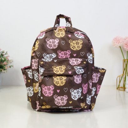 เป้กลางผ้ากันน้ำ ลายหมีหัวใจน้ำตาล