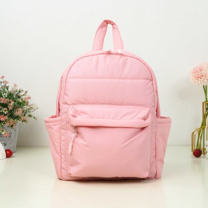 เป้กลางผ้าไนลอนกันน้ำ สีชมพู