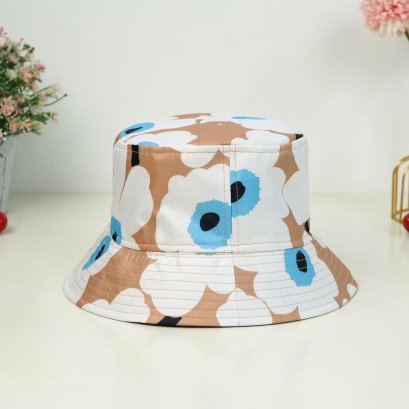 หมวกบักเกต ลายดอกน้ำตาลใหญ่