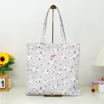 BookBag ดอกชมพูพื้นเทา