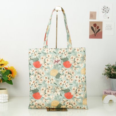 BookBag ดอกเข็มพื้นเขียว