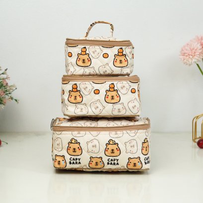 เครื่องสำอางคอนโด ผ้ากันน้ำ Capybara ผลส้ม