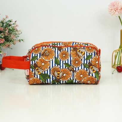 กระเป๋าเครื่องสำอางหูหิ้ว ส้มผึ้ง