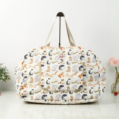 กระเป๋าเดินทางพับได้  เดินทางพับได้แมวลีลาพื้นเบจ